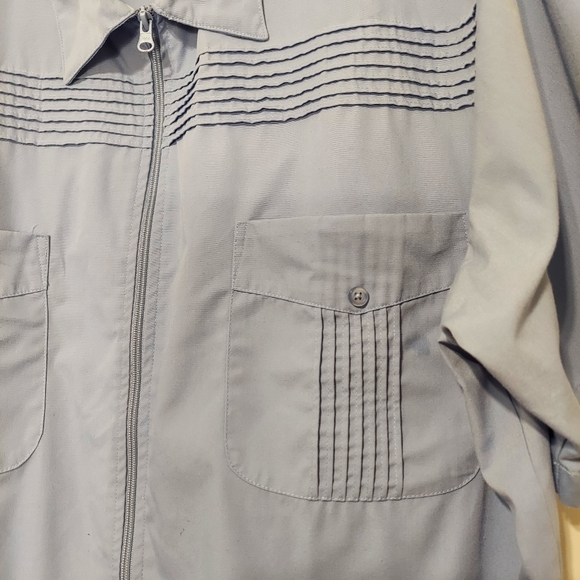 John Blair Short-Sleeve Full-Zip Shirt Light Blue size XLarge Regular - Picture 2 of 8